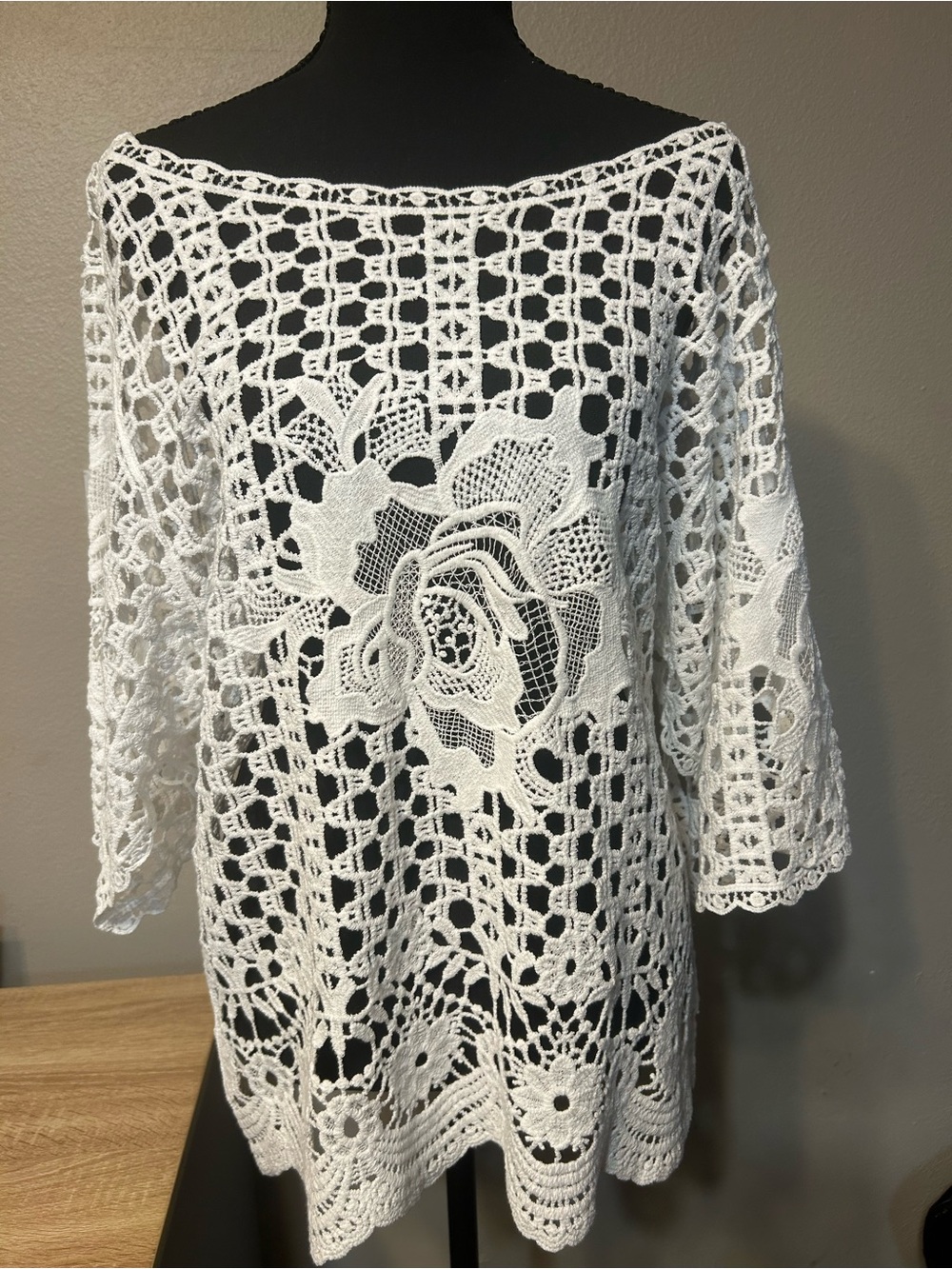 Soft Surroundings Elizabeth White Crochet Lace Tunic M Boho Cottagecore